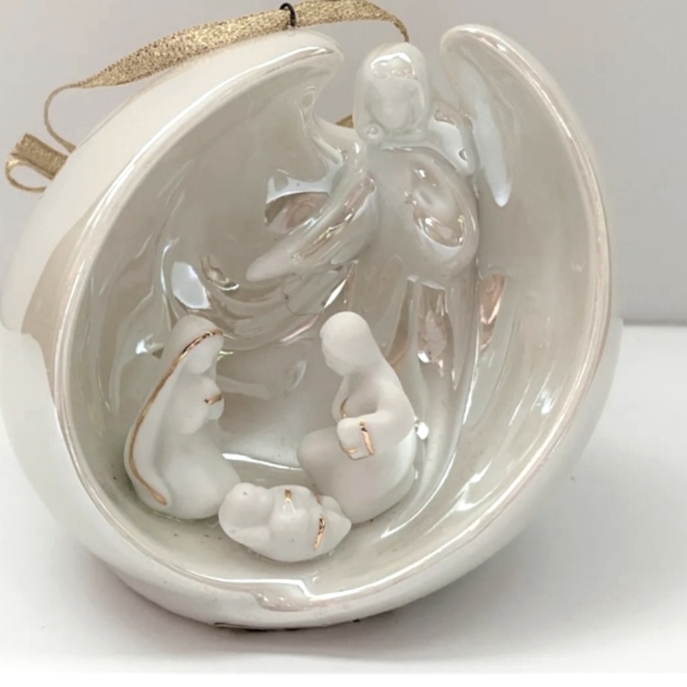 Porcelain Angel Holy Family Nativity Christmas Ornament light shade, by Appletre